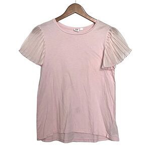 🌴 Gap Kids Feminine Pleated Short Sleeve Top Girls XXL Pale Pink